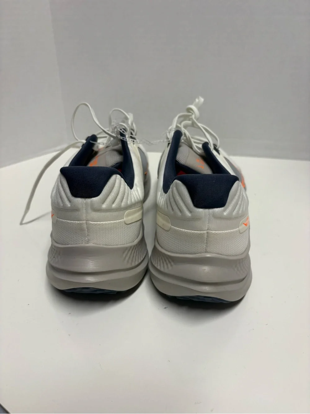 Nike Men's Quest 05 White Navy Running Shoes with Orange Swoosh